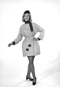 Model Jill Carter wearing Cossack dress Circa 1966