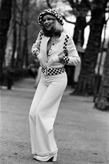 Model Jo Howard pictured wearing Oxford bags and battle blouse - Ready To Wear fashions