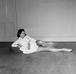 Floor Prints: Model June Roberts wearing an American designed nightdress by Sleepwear firm Schrank