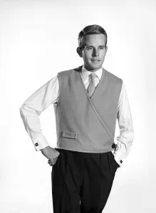 Waistcoat Prints: Model Robert Chettle wearing reversable waistcoat. 1960