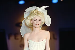 Model Sara Stockbridge pictured on the catwalk during Vivienne Westwood fashion show