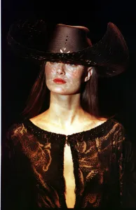 Model shows off one of Valentions creations at the Paris Fashion Week