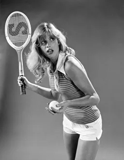 Model Stephane Mclean modelling tennis fashion including shorts by Fred Perry