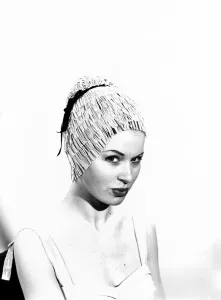 Model Vyvyan Dunbar wearing bathing hats Circa 1963