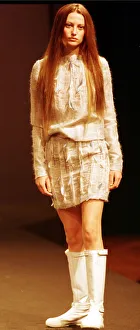 Model wearing a design by Ocimar Versolato March 1999 in Paris during Paris Fashion