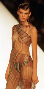 A model wearing a Missoni design at the Milan fashion week October 1997 Wearing a