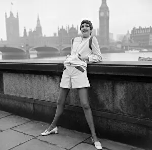 00880 Collection: A model wears The Mary Quant Zipper Outfit, here, by the Thames at Westminster