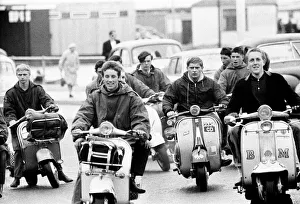 Scooter Prints: Mods gather on their scooters in Hastings East Sussex 3rd August 1964