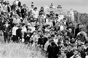 Mods seen here roaming the cliffs at the back of Hastings. 3rd August 1964