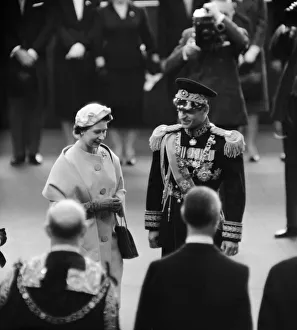 Mohammad-Reza Shah Pahlavi, the Shah of Iran with Queen Elizabeth II during his visit to