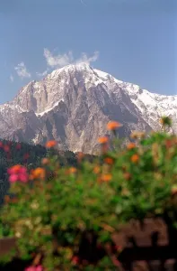 00157 Prints: Monte Bianco (Mont Blanc) in the Alps range on the France Italy border seen from