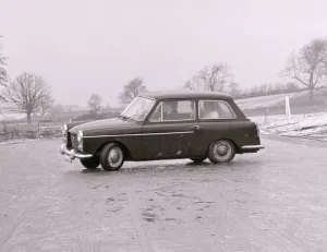 Monte Carlo skid track school January 1960 A Mini takes a sharp turn Mini Car