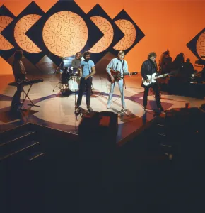 The Moody Blues, performing on a television show in The United Kingdom in 1984