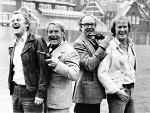 Comedians Prints: Morecambe and Wise meet the cast of Sweeney April 1978 John Thaw and Dennis Waterman