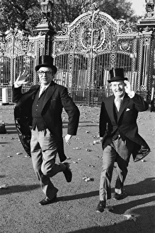 Comedians Prints: Morecambe and Wise seen here outside the gates of Buckingham Palace doing their