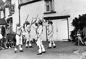 Morris dancers performing outside the George Inn at St Briavels during the Forest Of Dean