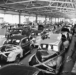 00460 Prints: Morris Minor Low Light Sedans fresh of the production line