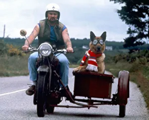 Motorbike and sidecar. John Smith from Invernesswith his dog Shane on his 50 year old