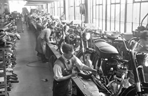 Motorcycle Collection: Motorcycle production line at the BSA Factory, Small Heath, Birmingham. Circa 1965