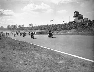 Motorcycle racing on the newly lengthen track at Brands Hatch, Kent