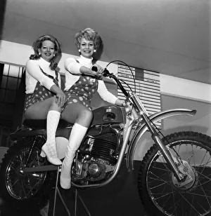 Motorcycle Show: Maxine Maxwell 25 year old model from Southampton sitting on front of