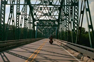 Motorcycle Tour America USA crossing iron bridge into Ohio July 1999
