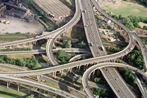 Motorway Prints: Motorway traffic from the BRMB plane. Gravelly Hill Interchange