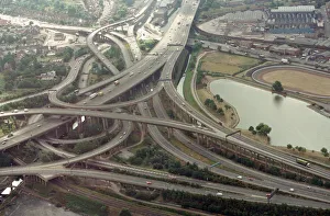 Motorway traffic from the BRMB plane. Gravelly Hill Interchange