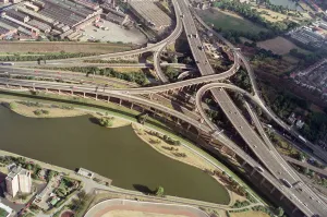 Motorway traffic from the BRMB plane. Gravelly Hill Interchange