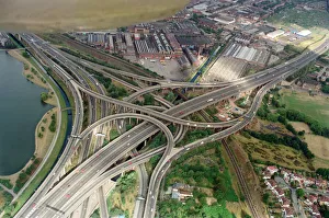 Motorway traffic from the BRMB plane. Gravelly Hill Interchange