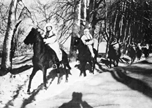Russia Prints: Mounted Russian scouts. This picture taken when Russia had joined the Allies in