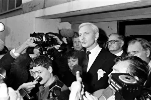 Scandal Prints: MP Harvey Proctor appearing outside South Green Memorial Hall, Billericay, Essex