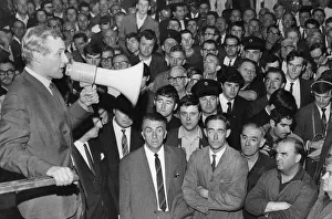 Megaphone Prints: MP Tony Benn seen here addressing a meeting of postal workers in Liverpool 20th September