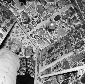 Pensioner Prints: Mr Arthur Piper, 73, and his 80-year-old wife Sarah in the decorated bedroom of their