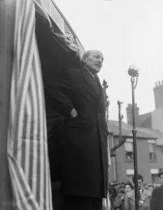 Mr Attlee. speaking in he Market square at wolverton Bucks during his election tour
