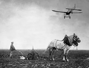 Farmer Prints: Mr Bleriot seen here passing over a farm near Eaury during his record breaking flight