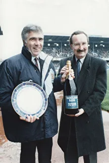 Mr David Boulstridge(right) presents Bobby Gould with is Manager of the Month prizes