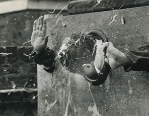 00496 Prints: Mr Doug Chapman of the Hastings Arms, Seaton Delaval in the stocks for charity on 31st