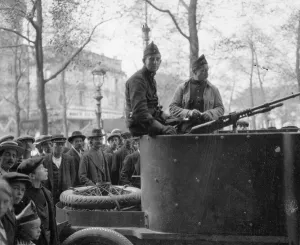 Mr George Straus a Belgian American seen here manning a armoured car in Antwerp