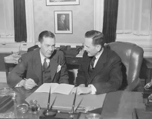 Mr George V Allen new American Ambassador to Titos government with Mr Julius Holmes