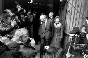 Mr Harold Wilson: Labour party leader seen here on General Election day 1974