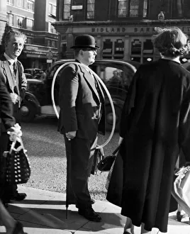 Mr M W Q Walker with his hula hoop which he bought at Selfridges store in Oxford Street