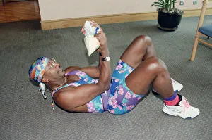 Mr Motivator Derek Evans performing floor exercises. 9th September 1996