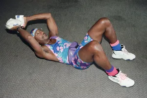 Mr Motivator Derek Evans performing floor exercises. 9th September 1996