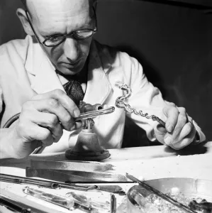 Skills Prints: Mr. Swingwood, works with his father at Stourbridge and is one of the few Glass blowers