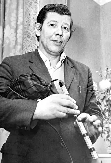 Bagpipes Prints: Mr. Tommy Richardson with his latest invention electronic bagpipes in November 1972