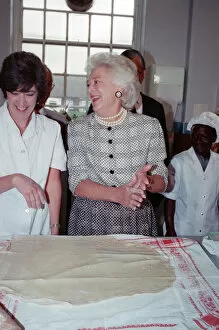 Images Dated 1st June 1989: Mrs Barbara Bush, wife of the President of the USA, visits the Strand Adult Education
