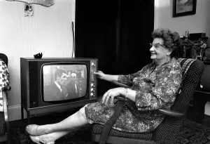 Mrs. Christina Teatheredge of South West London watches Z cars in black