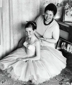 Mother Prints: Mrs. Davis Atkins with her daughter Beverley Anne who is competing in a dancing contest