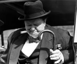 00491 Prints: Mrs Doris McKay who impersonated Sir Winston Churchill. A picture from a